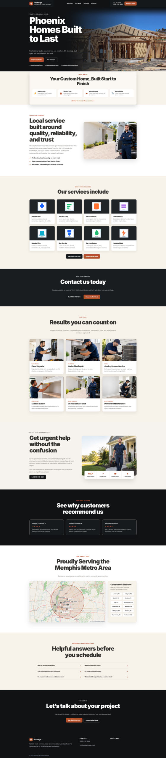 ProForge Theme 5 website on a desktop monitor